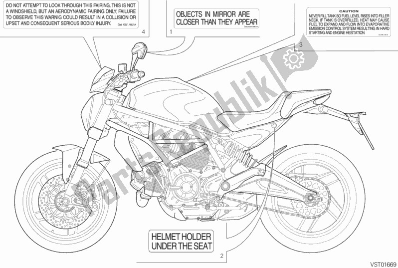 All parts for the Positioning Plates of the Ducati Monster 797 Plus Thailand USA 2019